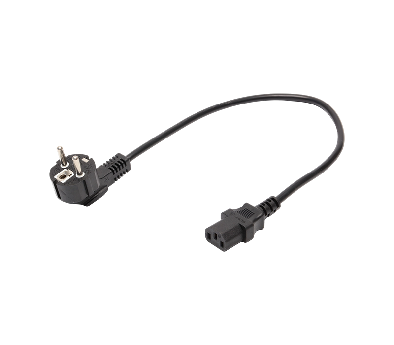 JT008/FY003+JT-ST3 16A 250V ইউরোপীয় স্ট্যান্ডার্ড থ্রি-পিন 90-ডিগ্রি এলবো প্লাগ IEC C13 সংযোগকারী সহ