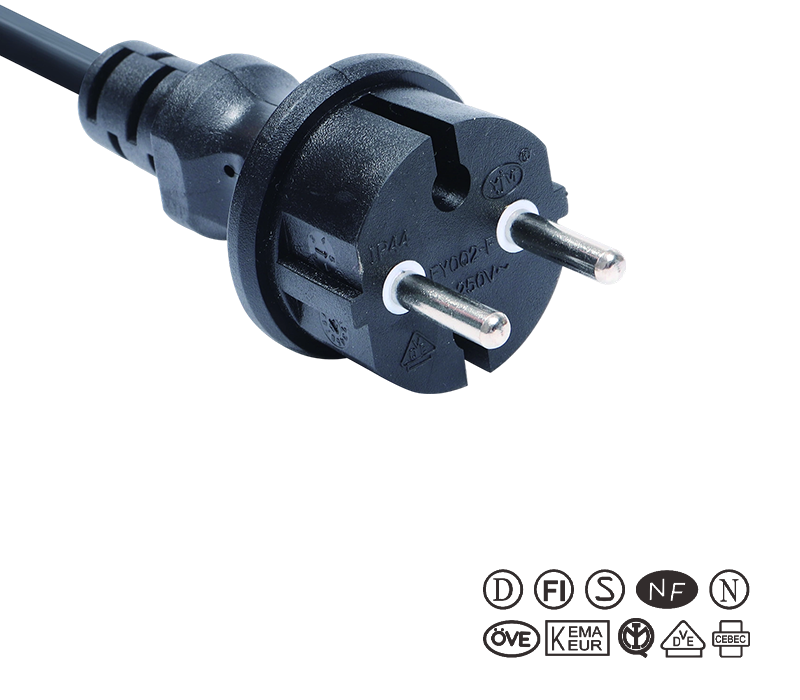 JT002-F/FY002-F 16A 250V ইউরোপীয় স্ট্যান্ডার্ড দুই-পিন জলরোধী প্লাগ