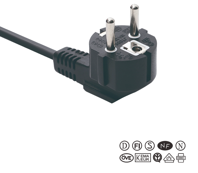 JT008/FY003 16A 250V ইউরোপীয় স্ট্যান্ডার্ড থ্রি-পিন 90-ডিগ্রি এলবো প্লাগ