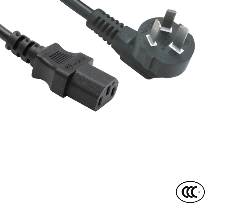 C3-10+JT-ST3 10A 250V থ্রি-পিন চায়না স্ট্যান্ডার্ড 90-ডিগ্রি এলবো প্লাগ IEC C13 সংযোগকারী সহ