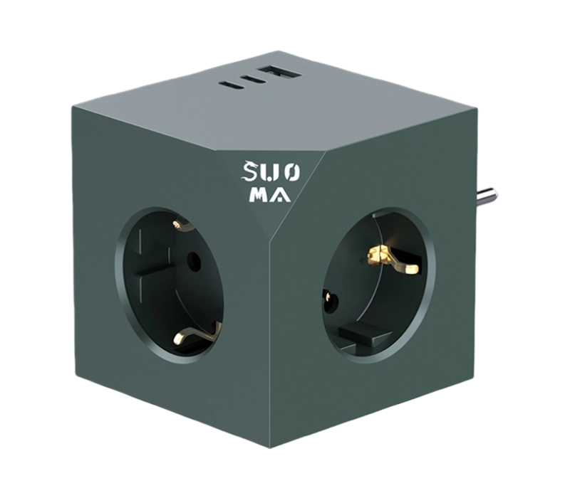 3টি ইউরোপীয়-স্টাইল আউটলেট, 1টি USB-A পোর্ট এবং 2টি USB-C পোর্ট সহ E24 প্লাগ-ইন কিউব পাওয়ার স্ট্রিপ