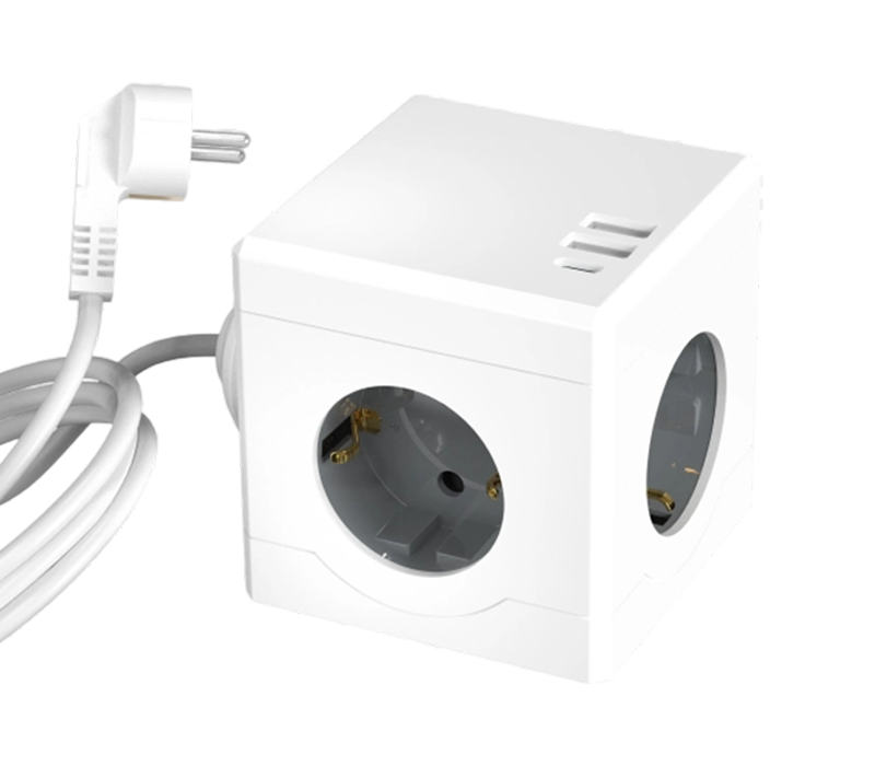 3টি ইউরোপীয়-স্টাইল আউটলেট, 2টি USB-A পোর্ট এবং 1 USB-C পোর্ট সহ E16-C তারযুক্ত কিউব পাওয়ার স্ট্রিপ